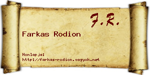 Farkas Rodion névjegykártya